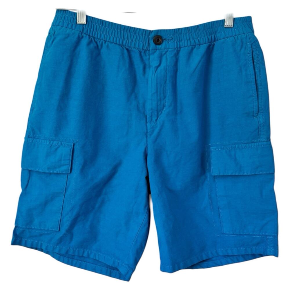NWD Everlane Bright Blue Cargo Shorts Organic Cotron Linen Blend Mens Medium